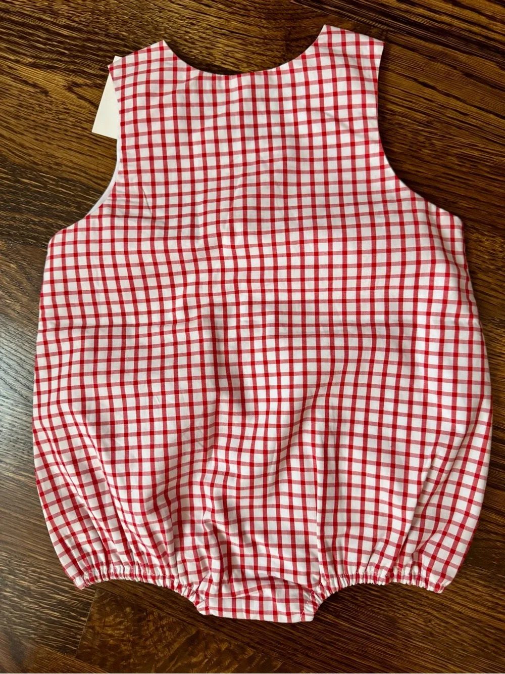 Smocked Flamingo Red Gingham Diaper Cover with Mickey Patch